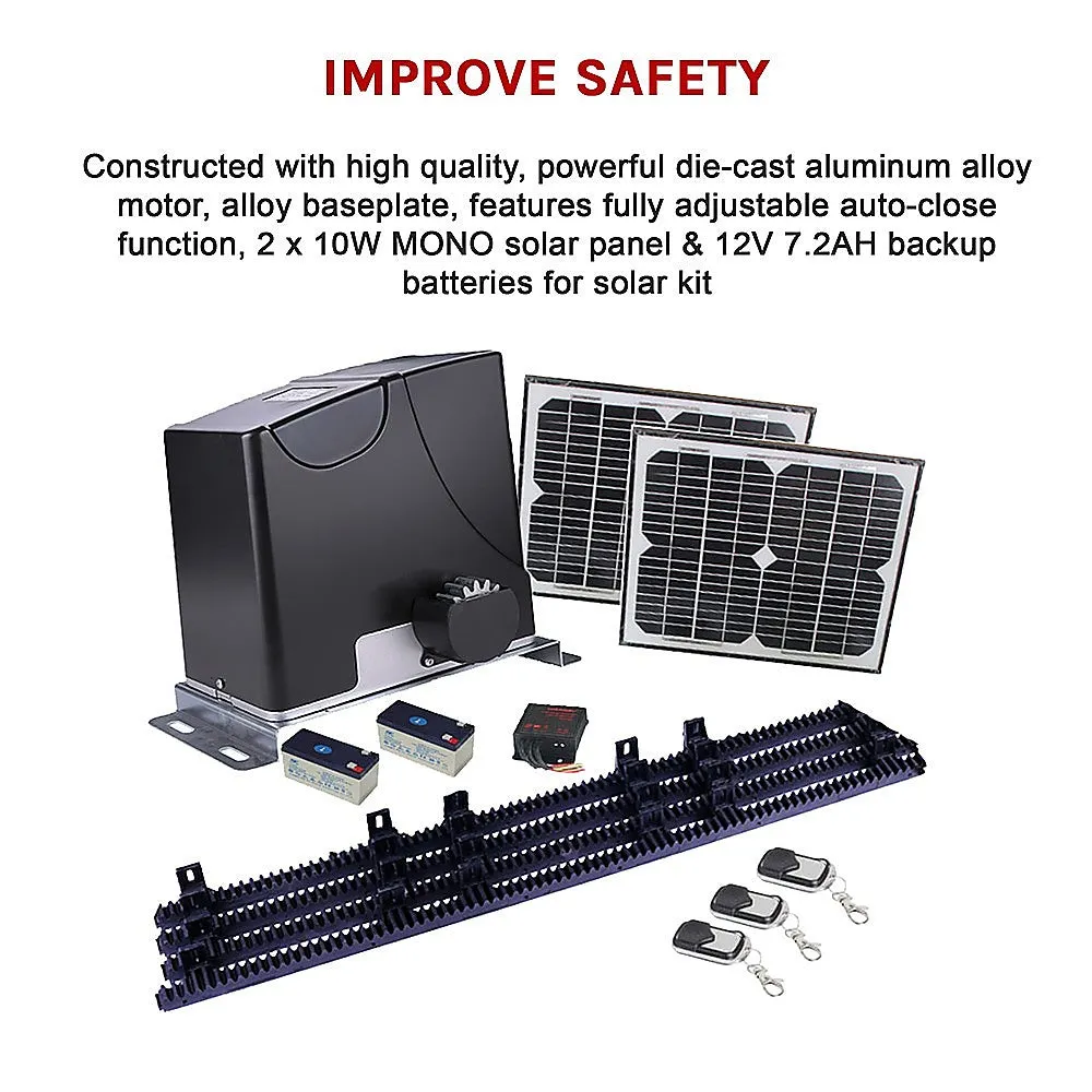 1000KG Auto Solar Slide Sliding Gate Opener | Automatic | with 4m Rail