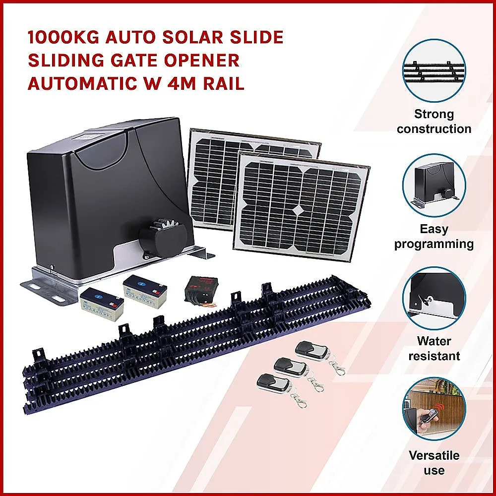 1000KG Auto Solar Slide Sliding Gate Opener | Automatic | with 4m Rail