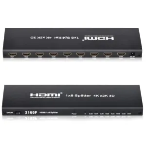 4K UHD 8 Way HDMI Splitter - Black | 013477