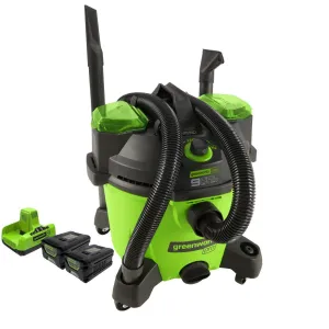 60V AC/DC Wet / Dry Vacuum w/ (2) 2.0Ah Batteries & Dual Port Charger