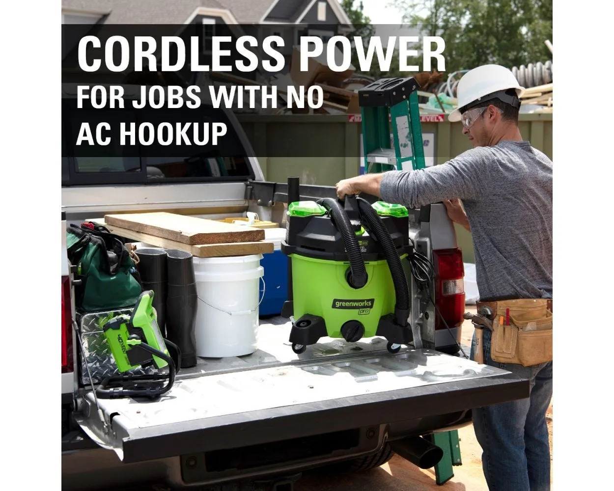 60V AC/DC Wet / Dry Vacuum w/ (2) 2.0Ah Batteries & Dual Port Charger