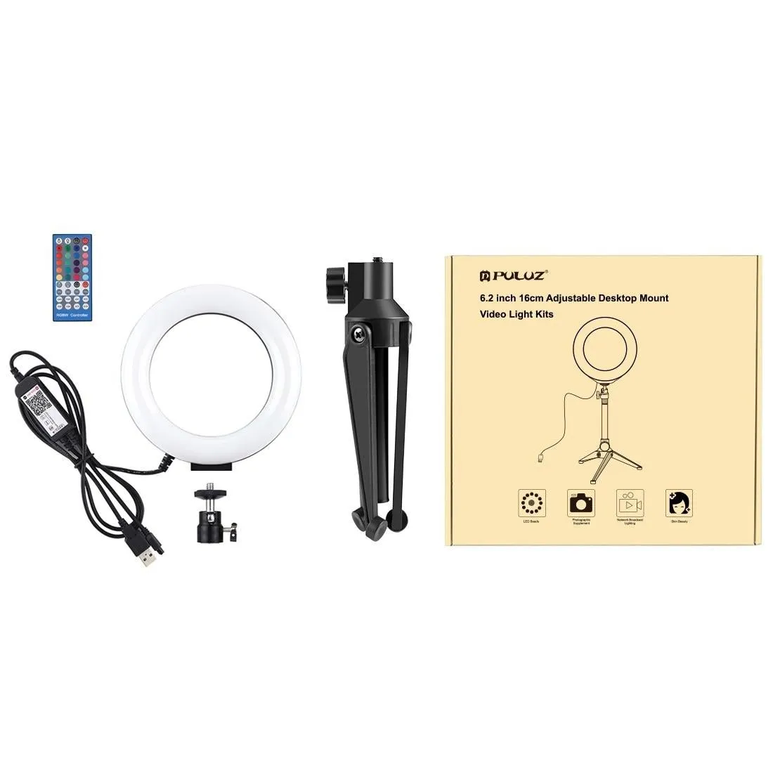 6.2" RGBW LED Ring Light with Tripod & Remote Control