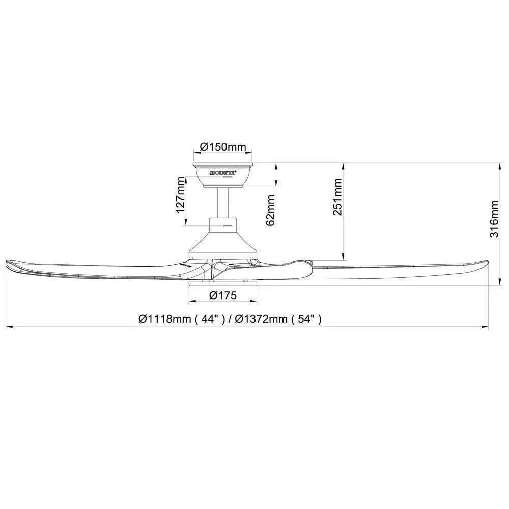 Acorn Veloce Ceiling Fan DC-160 NL-WH (44"/54")