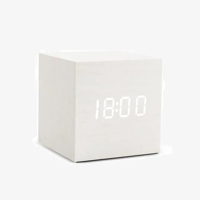 Alarm Clock LED Wooden Watch Table Voice Control