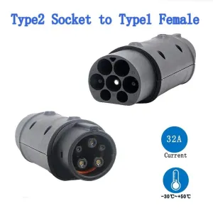 Car EV Charging Cable J1772 Type 2 Socket to Type 1 Inlet Ev Charger Electric Vehicle Adapter 32A 1P With Cable For Audi,BMW..