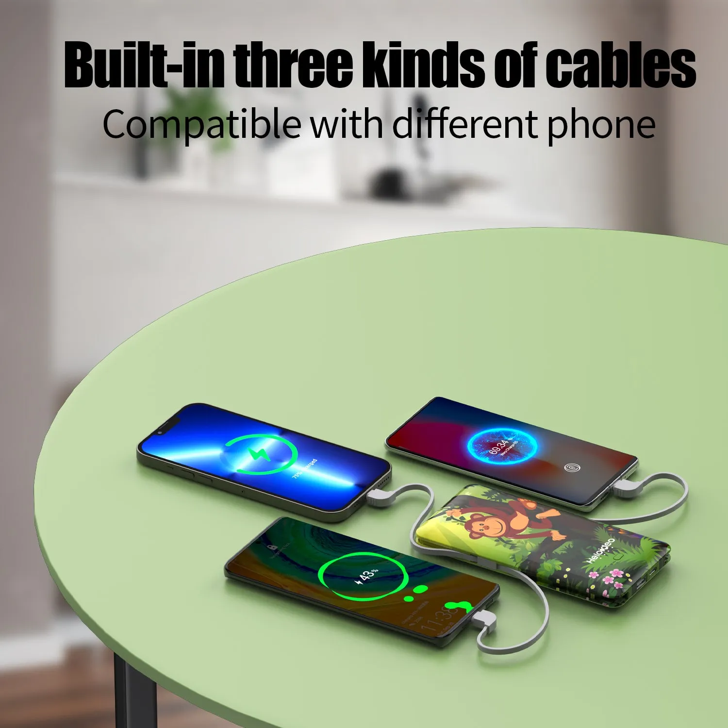 colorful 20W AC plug Power Bank Charger 10000mah Ultra-Slim fast charger  Heloideo PB180