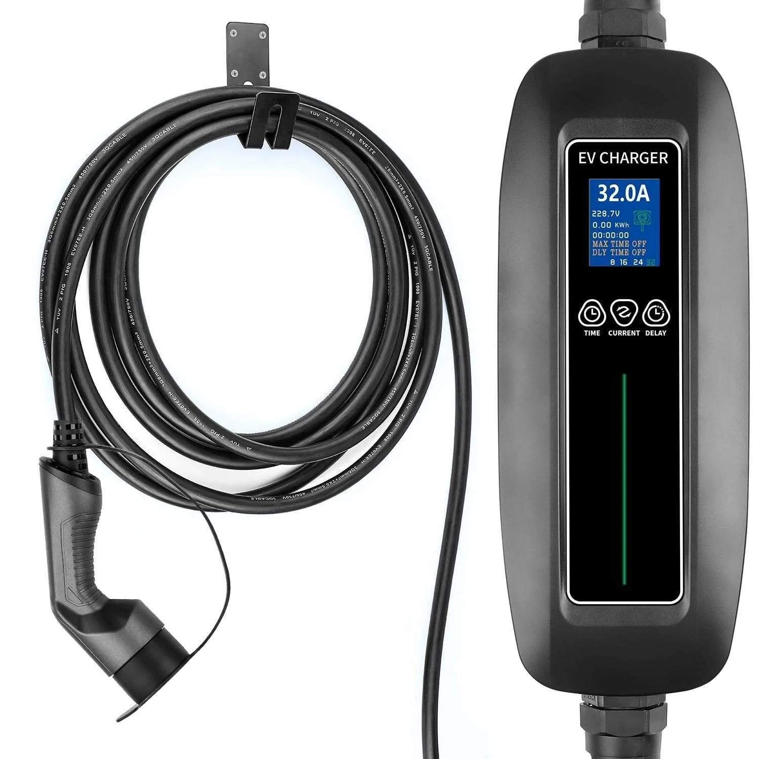 EV Charger Type 2 Switchable 8/16/24/32A 1 Phase Portable EV Charging Box Cable IEC 62196-2 for EVSE Electric Vehicle for Audi