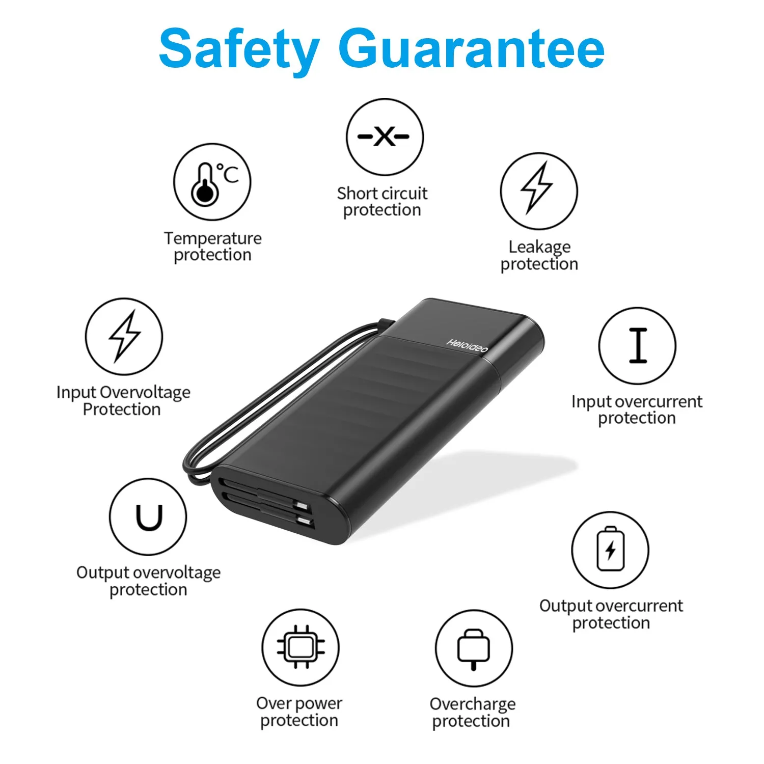 Fast charging Power Bank 20000mah with PD 18W and QC3.0 Quick charger built-in extandable 2 charging cables  total 28.5W Max PB165