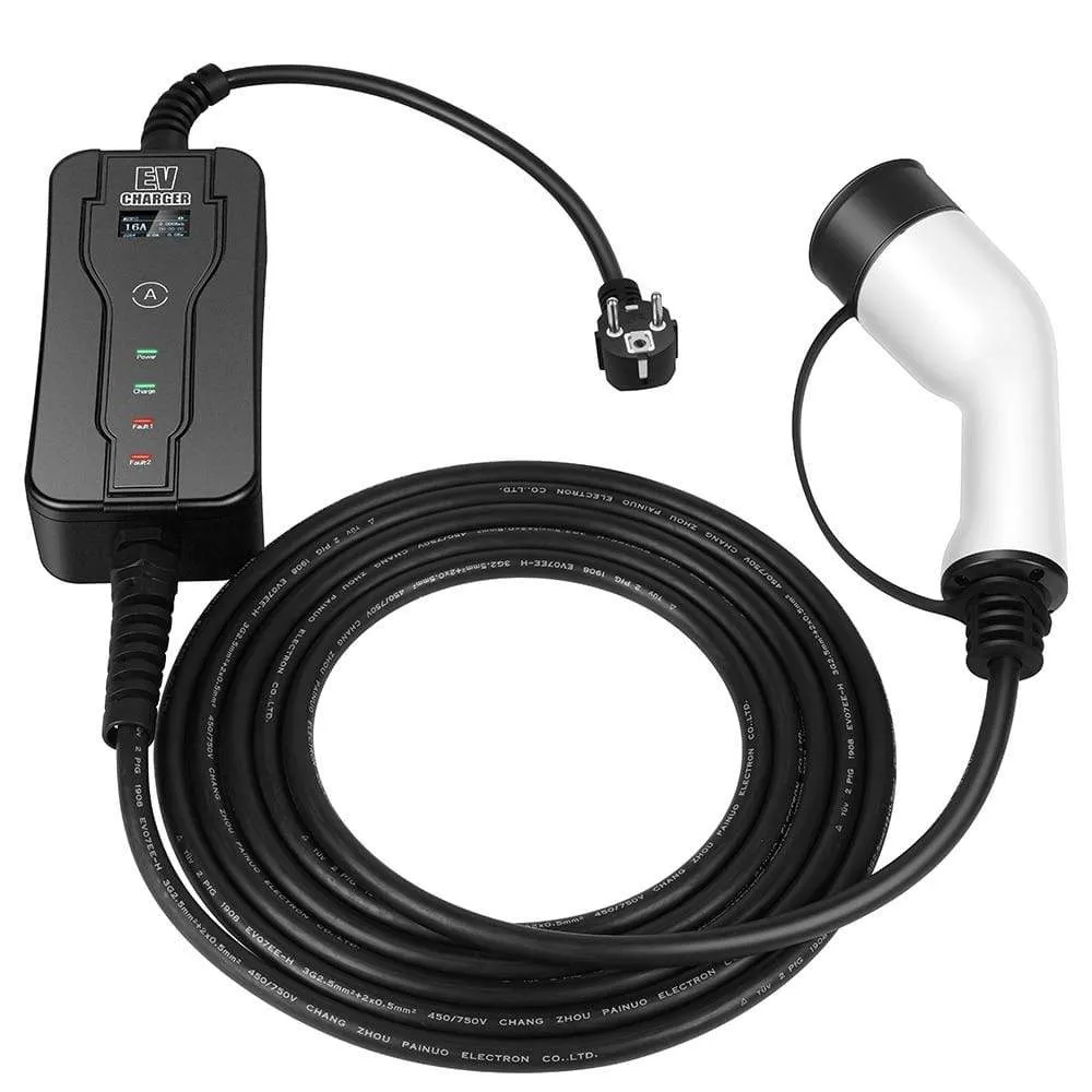 GKFLY 220V Type 1 Portable EV Charger SAE J1772 Level 1 8A 10A 13A 16A Car Charging Stations Smart AC Electric Car Charger