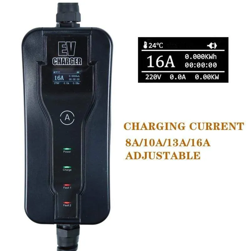 GKFLY 220V Type 1 Portable EV Charger SAE J1772 Level 1 8A 10A 13A 16A Car Charging Stations Smart AC Electric Car Charger