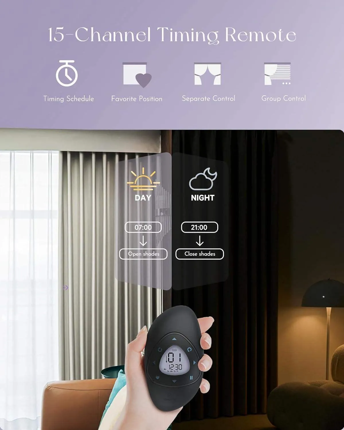 Graywind Rechargeable Smart Curtain | Light Filtering- Satin Series | 40"-220" W