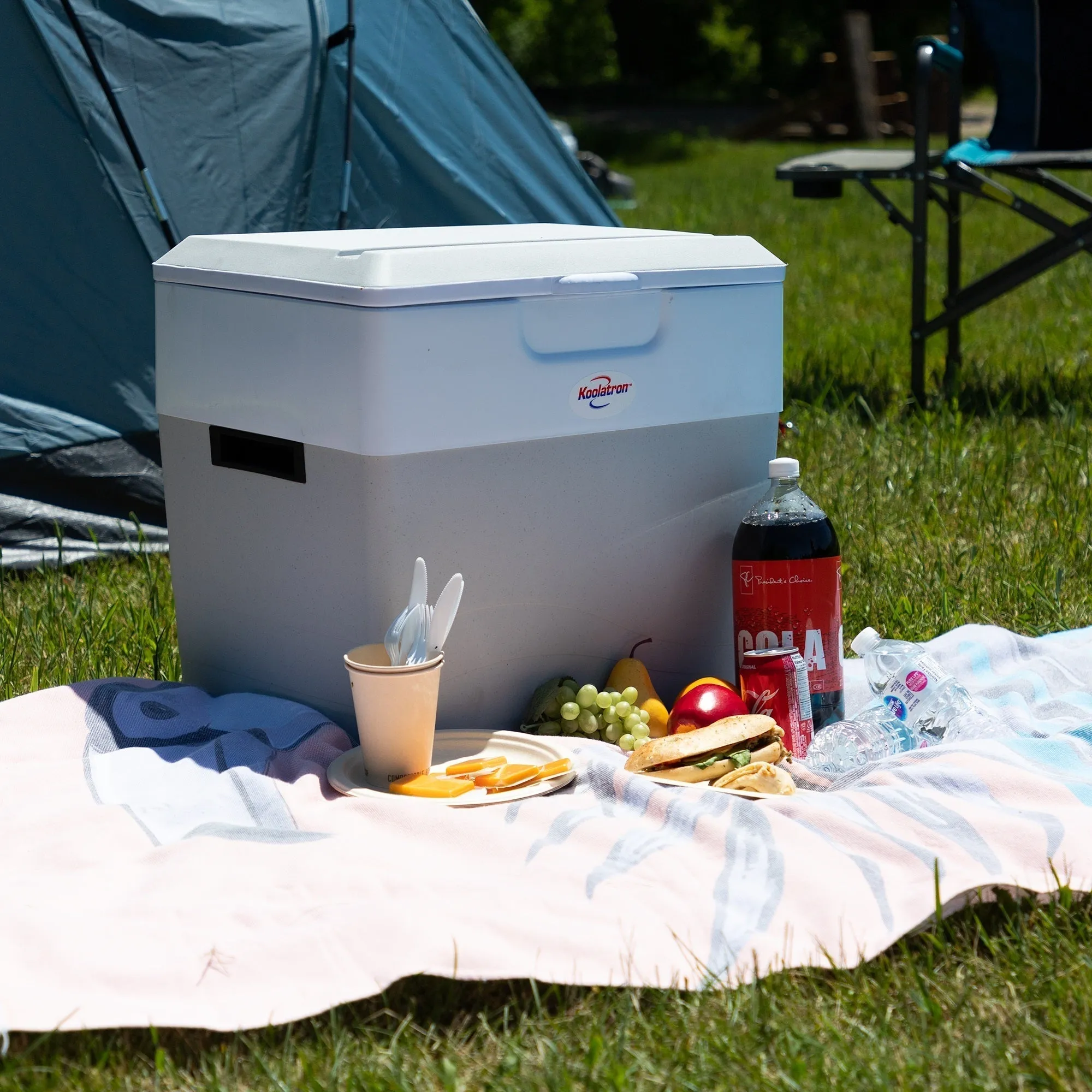 Koolatron 12V Electric Cooler/Warmer, 49L (52qt) XL Thermoelectric Car Fridge, Two-Way Design, 12 Volt DC Connection, Plug In Iceless Portable Refrigerator, For Work Travel Vehicle Truck RV, Gray