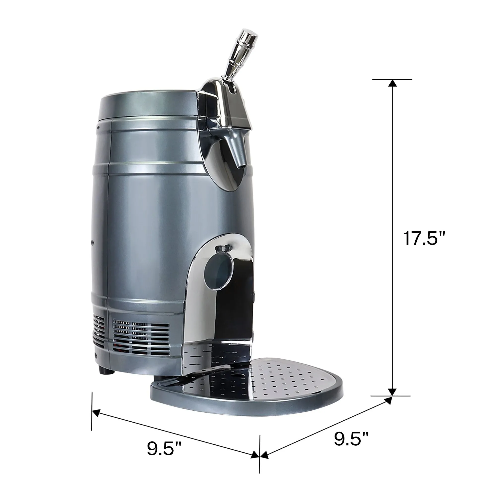 Koolatron 5L Mini Keg Beer Cooler w/ Dual Taps, Universal Design Fits Gravity-Dispensing and Pressurized Kegs, Includes 110 Volt and 12 Volt Power Cords, for Home, Cottage, RV, Camping, BBQs, and More