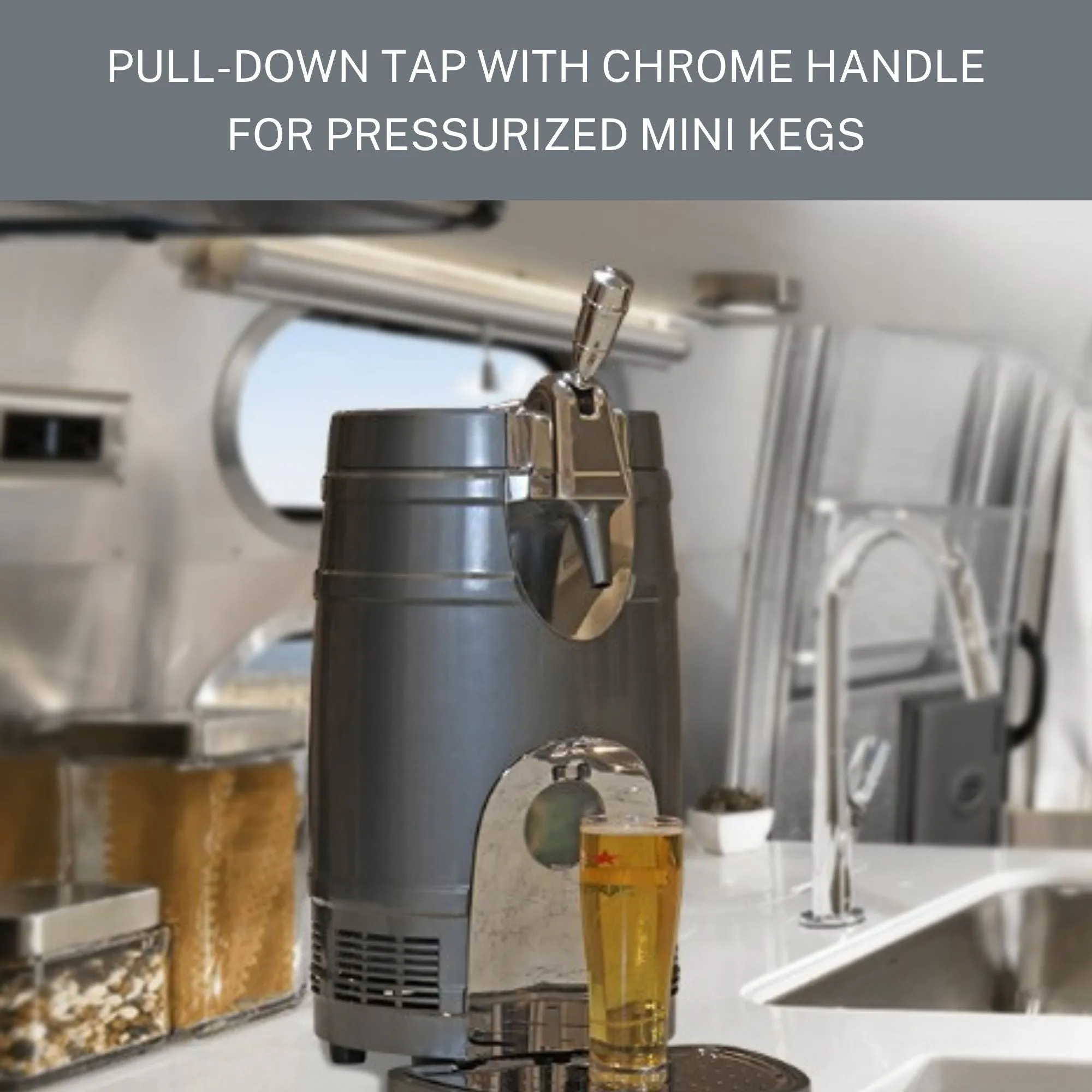 Koolatron 5L Mini Keg Beer Cooler w/ Dual Taps, Universal Design Fits Gravity-Dispensing and Pressurized Kegs, Includes 110 Volt and 12 Volt Power Cords, for Home, Cottage, RV, Camping, BBQs, and More
