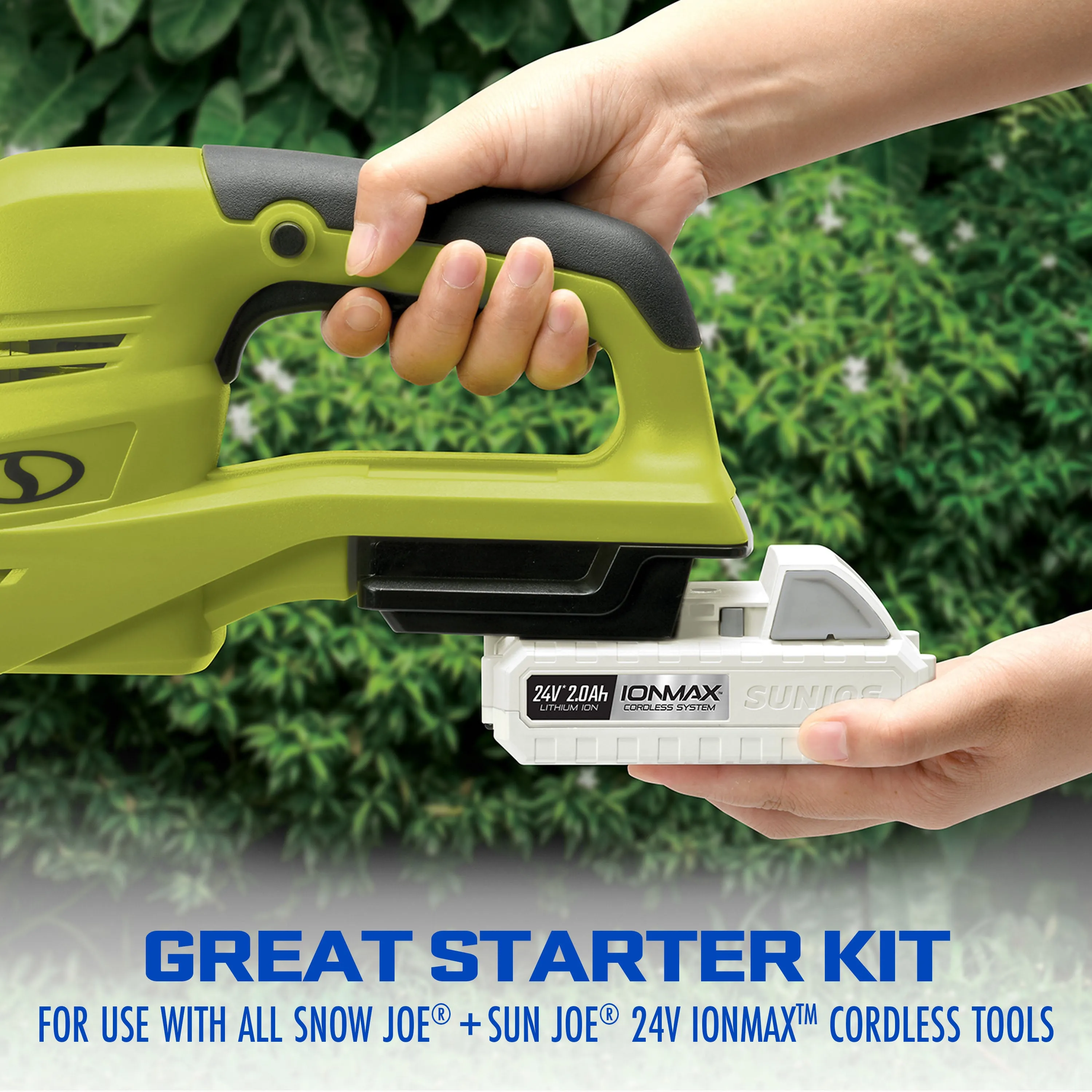 Snow Joe   Sun Joe CERTIFIED AUTHENTIC 24V-2AMP-SK1R 24-Volt* IONMAX Starter Kit | W/ 2.0-Ah Battery   Quick Charger