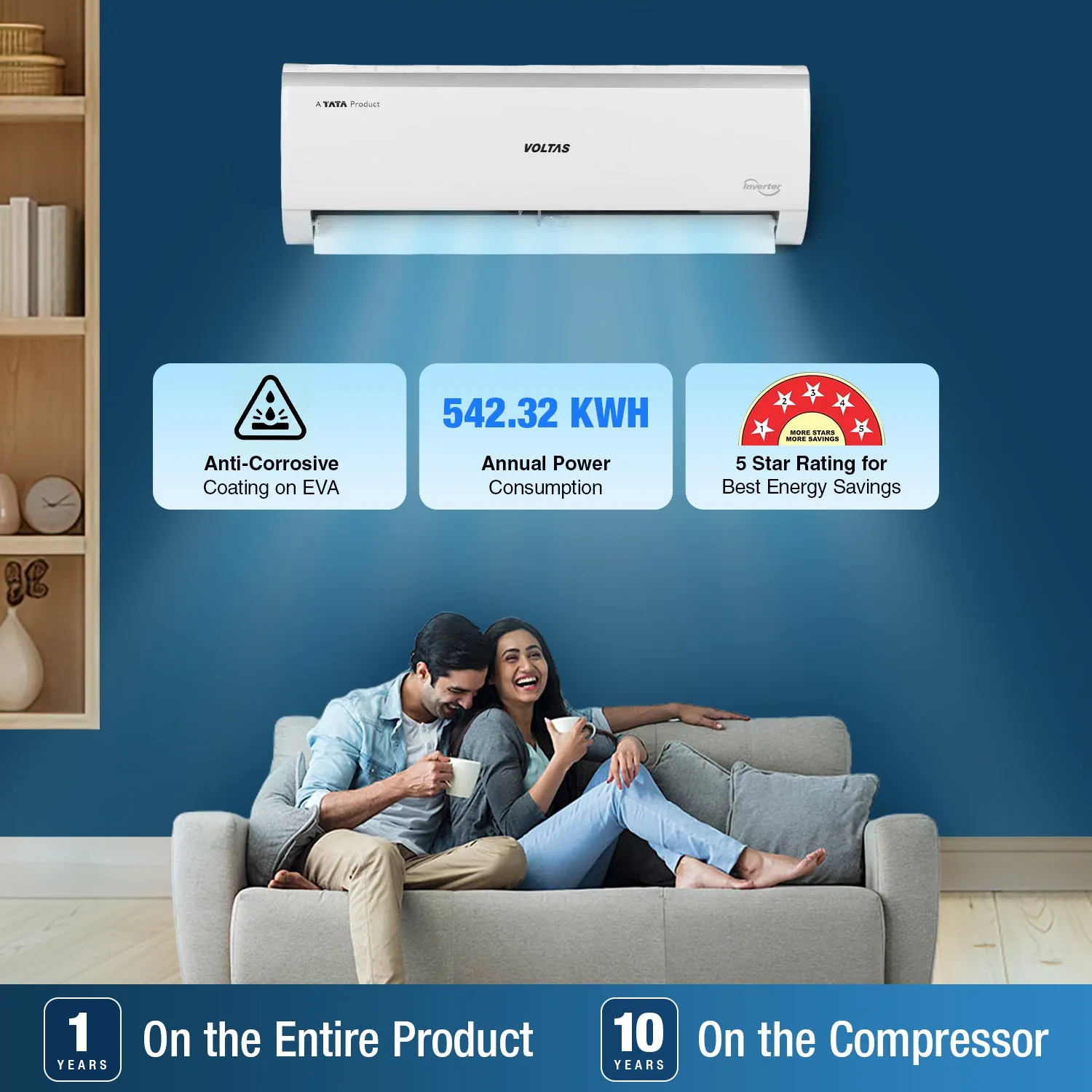 Voltas Adjustable Inverter Split AC, 1 Ton, 5 star- 125V Vectra Elite