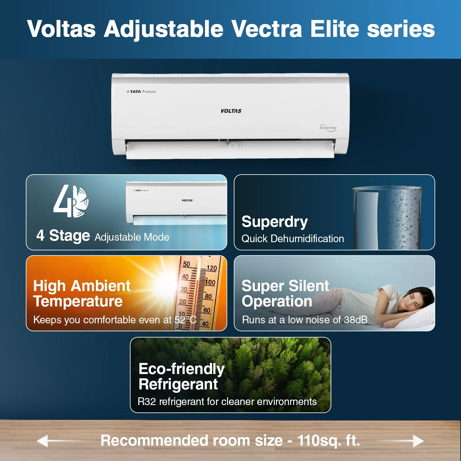 Voltas Adjustable Inverter Split AC, 1 Ton, 5 star- 125V Vectra Elite