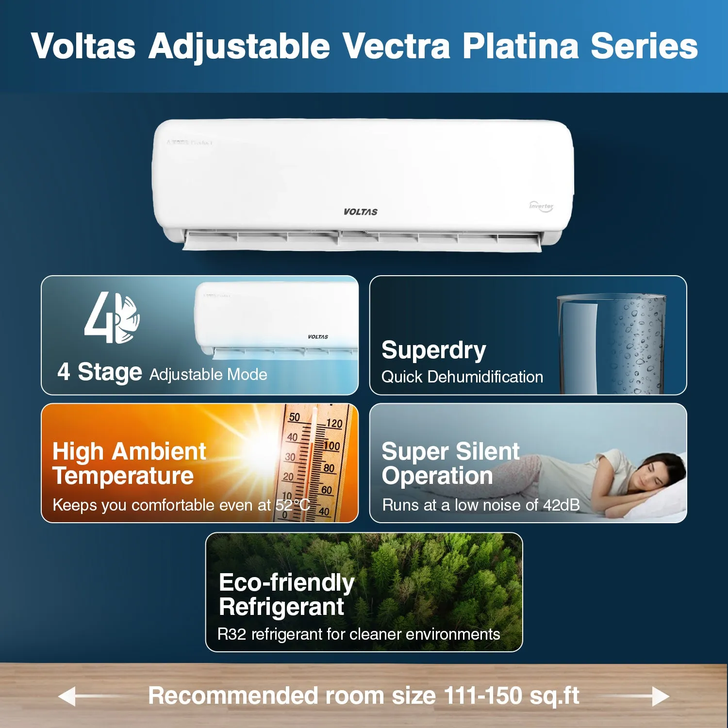 Voltas Adjustable Inverter Split AC, 1.5 Ton, 3 star - 183V Vectra Prime