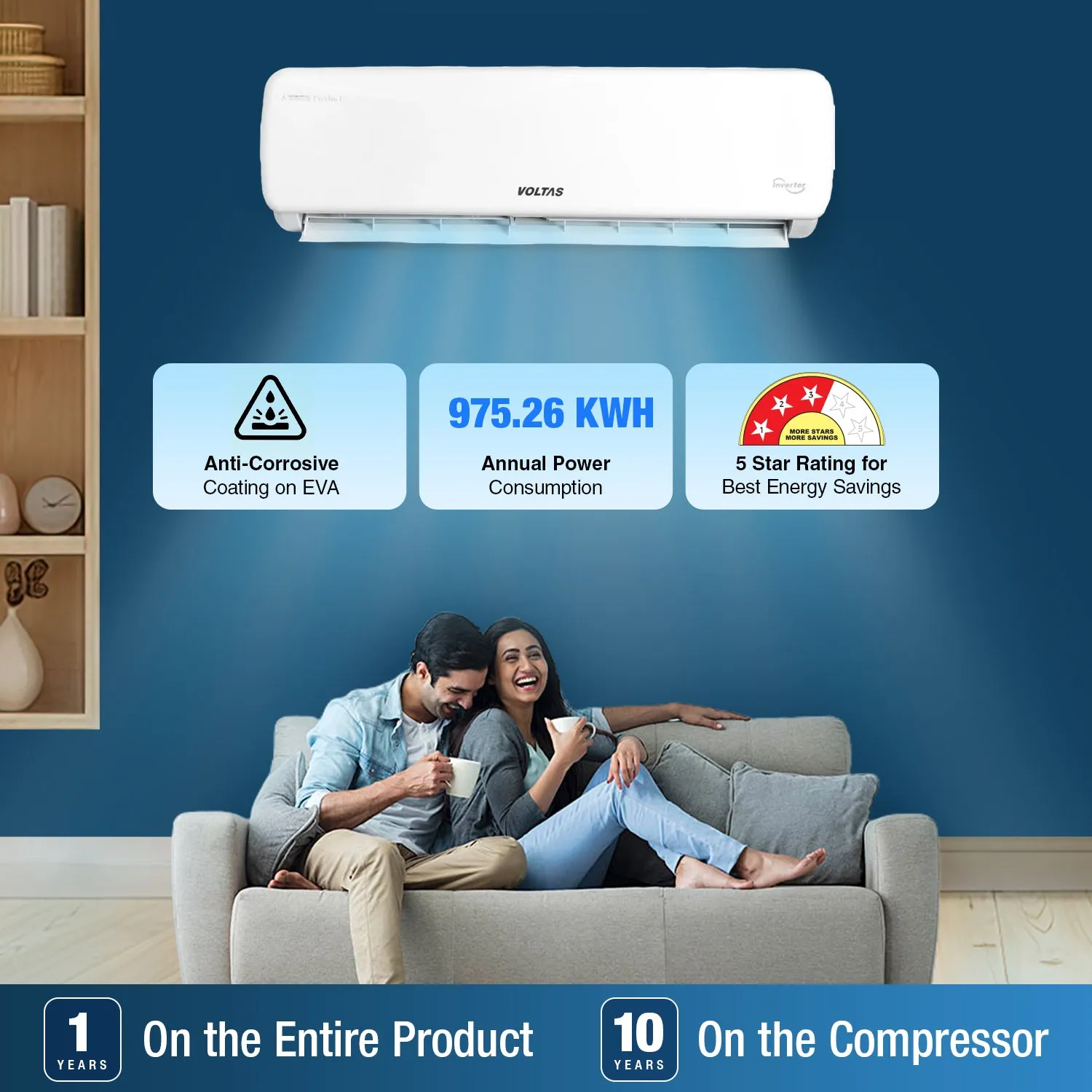 Voltas Adjustable Inverter Split AC, 1.5 Ton, 3 star - 183V Vectra Prime